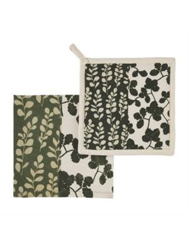 Cotton Twill Floral Kitchen Towels - Set of 2