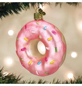 Old World Christmas Ornament Donut Pink Sprinkles