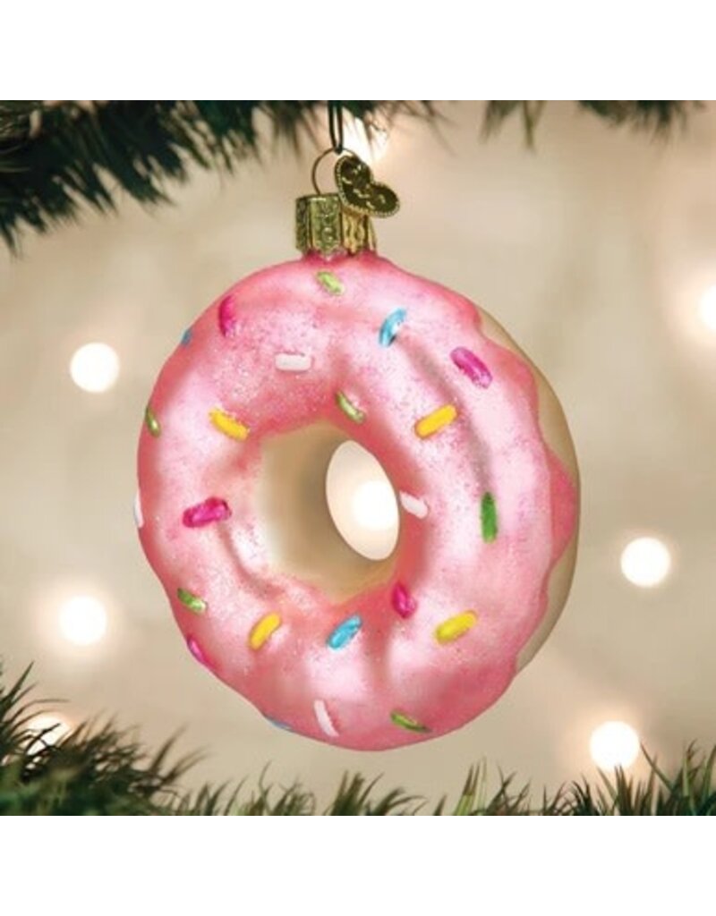 Old World Christmas Ornament Donut Pink Sprinkles