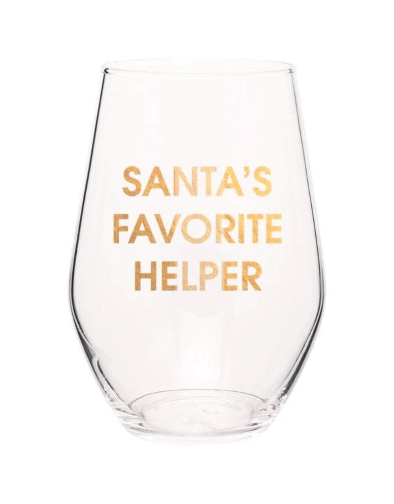 Chez Gagne Chez Gagne Holiday Wine Glass Santa's Favorite Helper