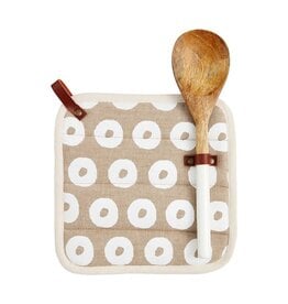 Mud Pie White Circle Pot Holder Spoon Set