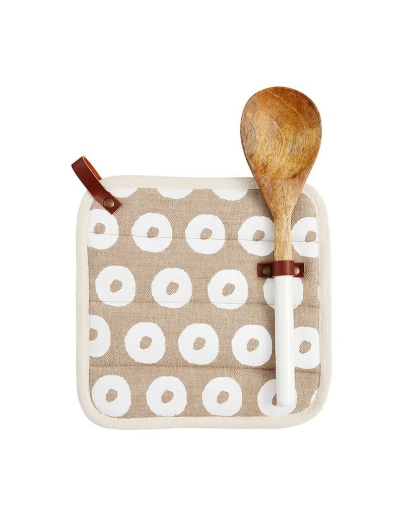 Mud Pie White Circle Pot Holder Spoon Set