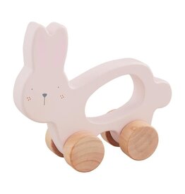 Mud Pie Mud Pie Easter Pink Wood Bunny Pull Toy