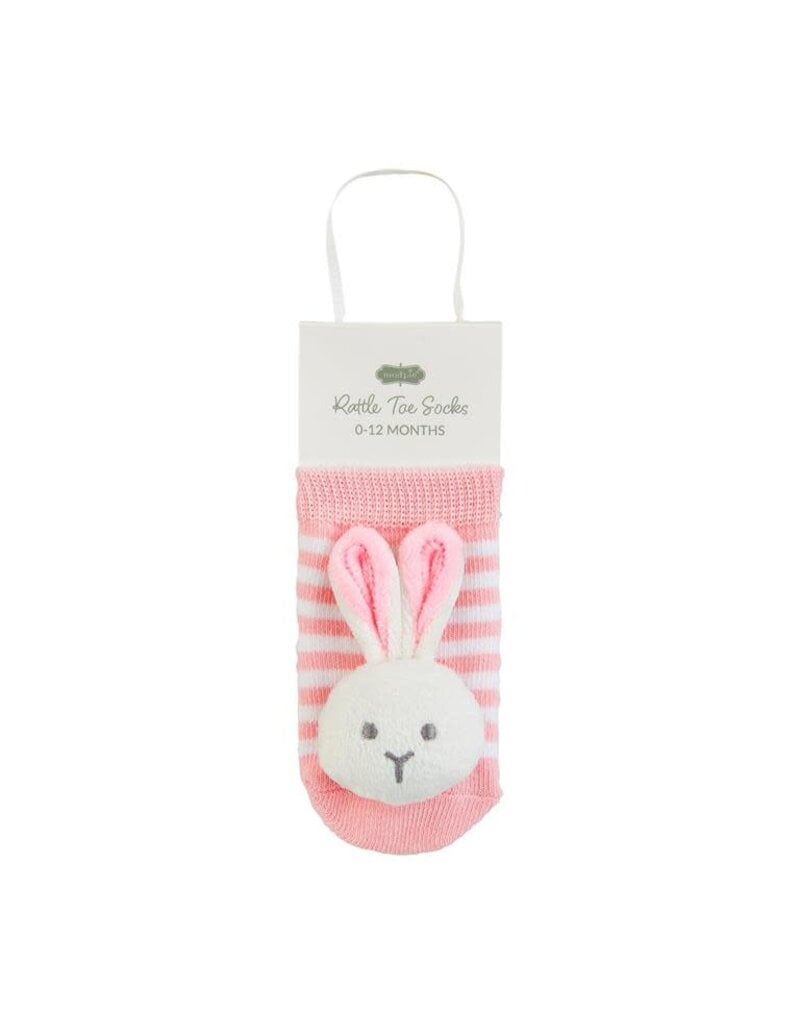 Mud Pie Mud Pie Easter Bunny Rattle Toe Socks Pink