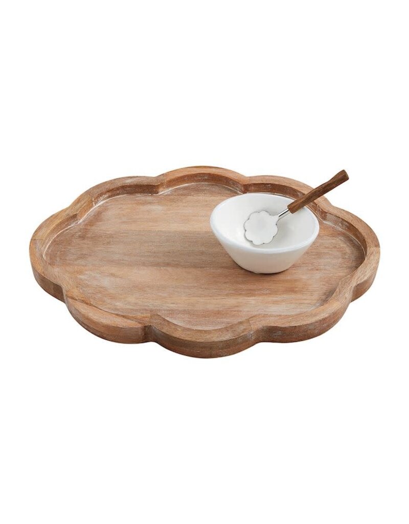 Mud Pie Mud Pie Scalloped Wood Tray Serving Set