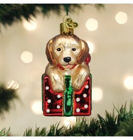 Old World Christmas Old World Christmas Ornament Golden Puppy Surprise