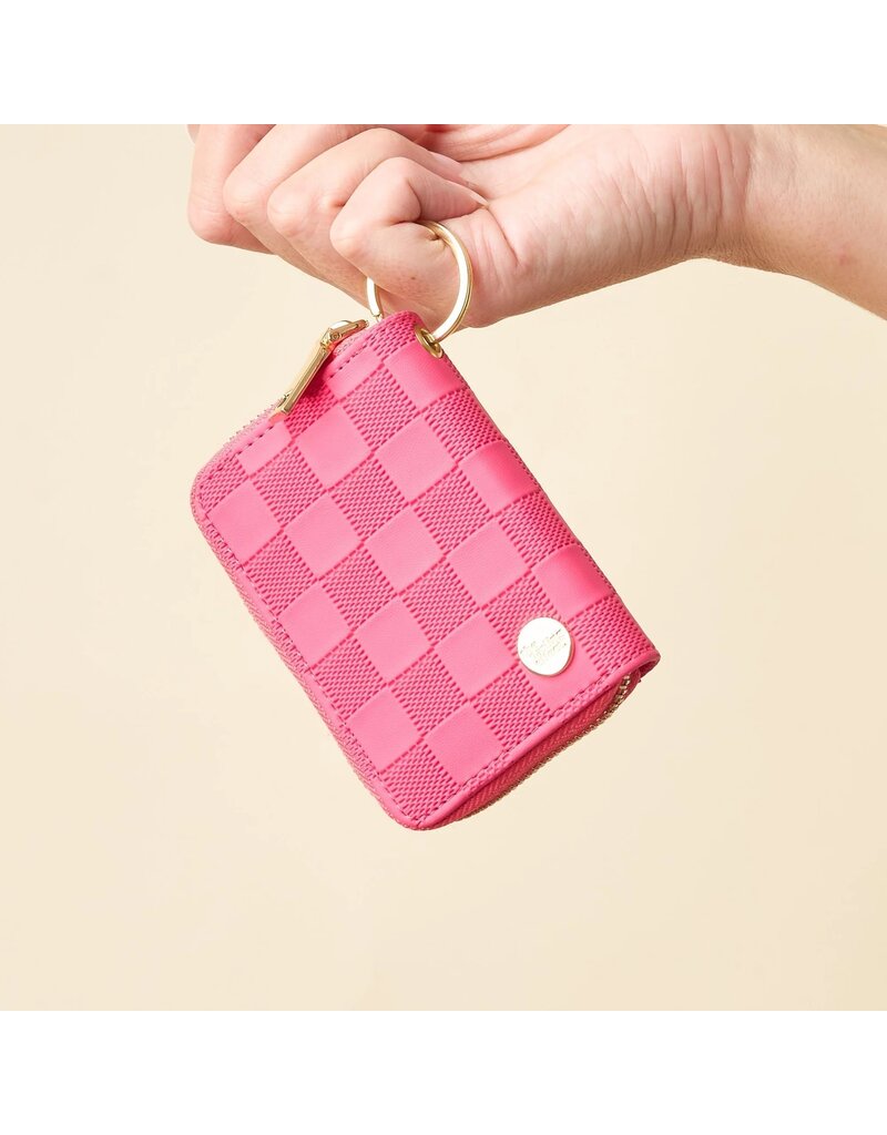 The Darling Effect Darling Effect Zip Around Wallet Hot Pink Check