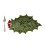 Mud Pie Mud Pie Holiday Ceramic Holly Platter