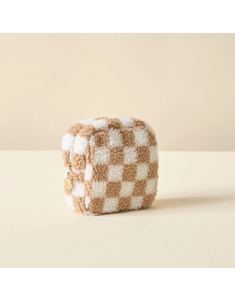 The Darling Effect Darling Effect Teddy Square Pouch Check Tan