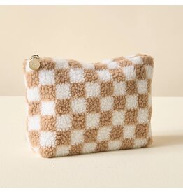 The Darling Effect Darling Effect Teddy Pouch Rectangle Check Tan