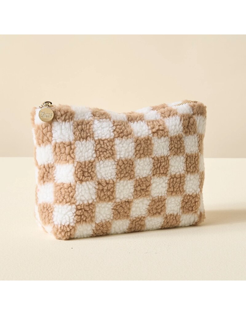 The Darling Effect Darling Effect Teddy Pouch Rectangle Check Tan