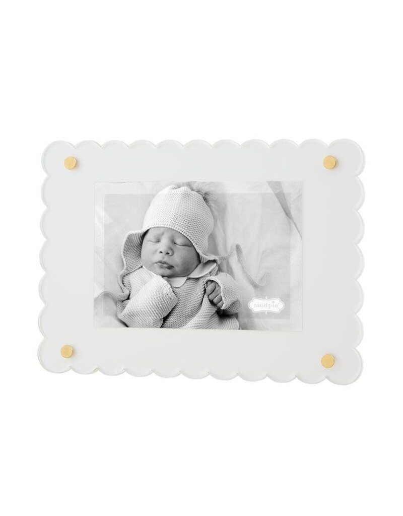 Mud Pie Mud Pie Frame Acrylic Scalloped White