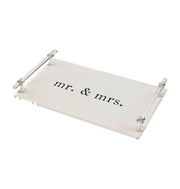 Mud Pie Mud Pie Acrylic Tray with Handles Mr and Mrs