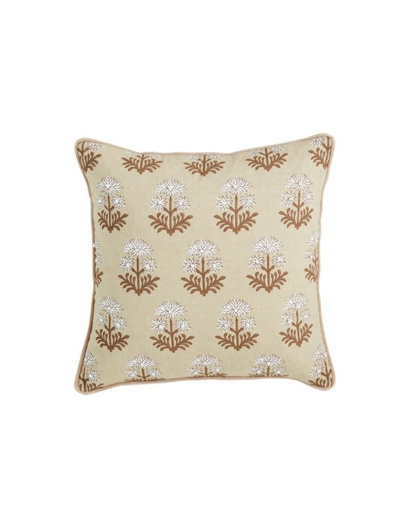 Mud Pie Mud Pie Pillow Block Print Neutral Flower Bulb
