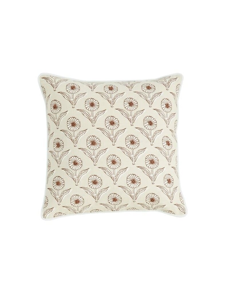 Mud Pie Mud Pie Pillow Block Print Neutral Flower Knot