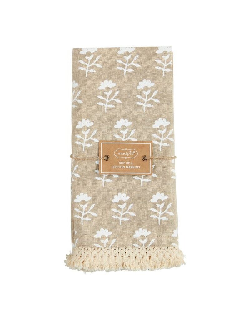 Mud Pie Mud Pie Cloth Napkin Fringe Trim Neutral
