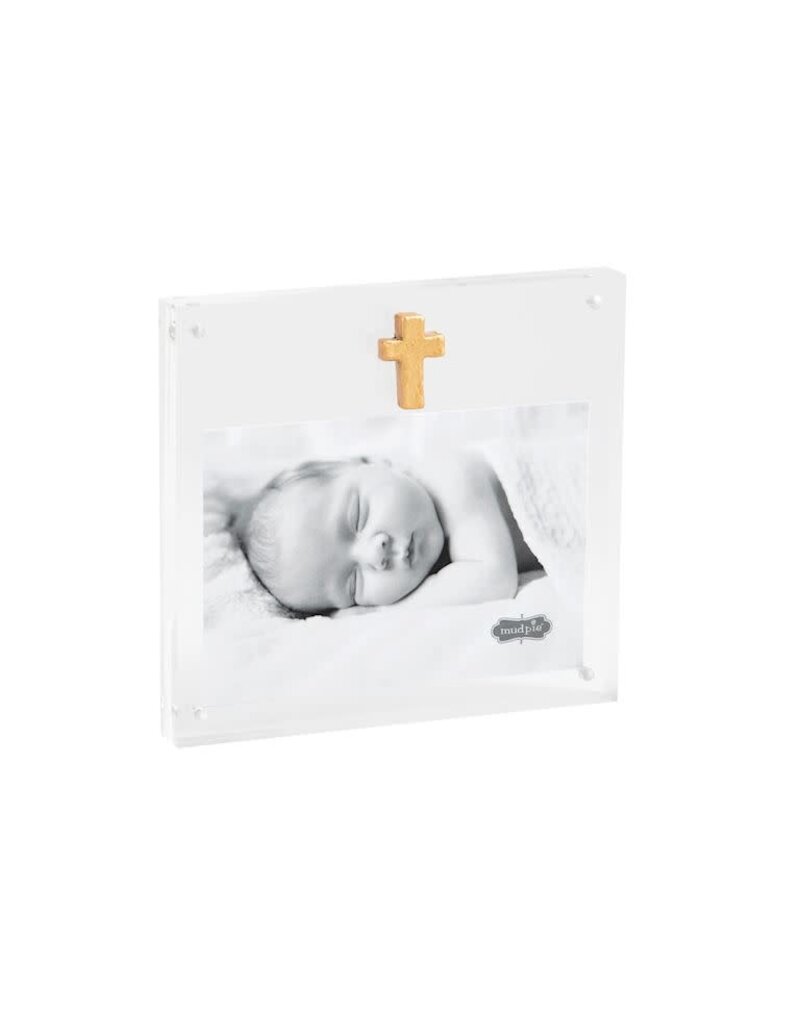 Mud Pie Mud Pie Acrylic Frame Gold Cross Horizontal