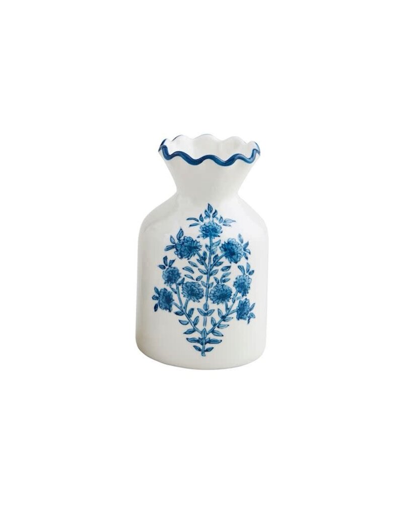 Mud Pie Mud Pie Bud Vase Block Print Flower Stem Blue