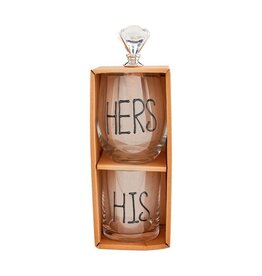 Mud Pie Mud Pie His and Hers Boxed Glass Set with Stopper