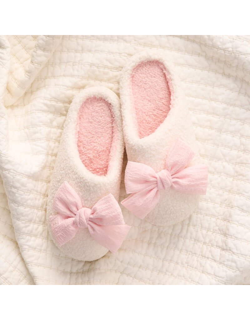 The Darling Effect Darling Effect Slippers- Betty Bow Blush  M/L