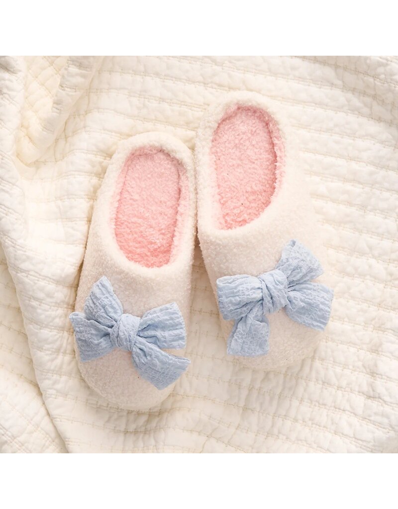 The Darling Effect Darling Effect Slippers- Betty Bow Light Blue  M/L