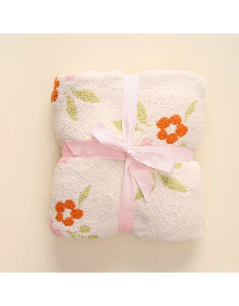 The Darling Effect Darling Effect Cozy Luxe Blanket Scalloped Floral Pink
