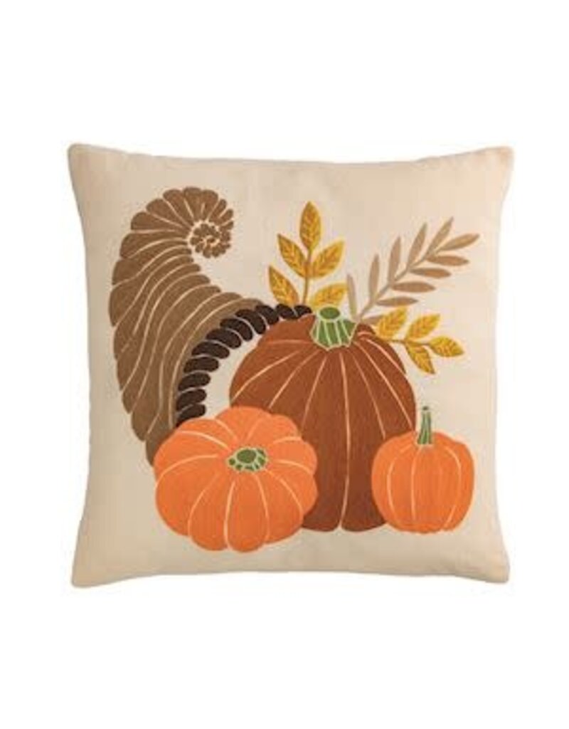 Mud Pie Mud Pie Fall Crewel Pillow Cornucopia