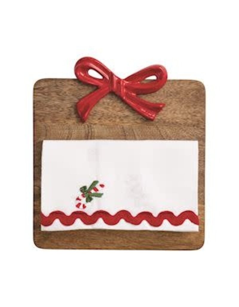 Mud Pie Mud Pie Holiday Wood Board Square Red Bow