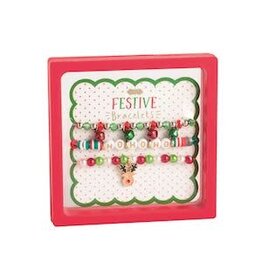 Mud Pie Mud Pie Holiday Beaded Bracelets Reindeer
