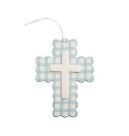 Mud Pie Mud Pie Kids Ceramic Gingham Cross Blue