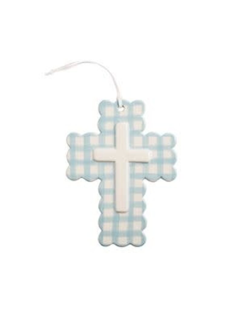 Mud Pie Mud Pie Kids Ceramic Gingham Cross Blue