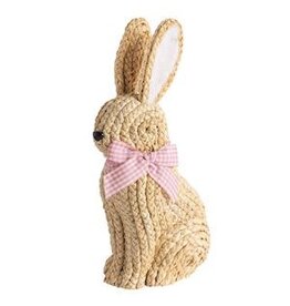 Mud Pie Mud Pie Easter Woven Bunny Sitter Pink Bow
