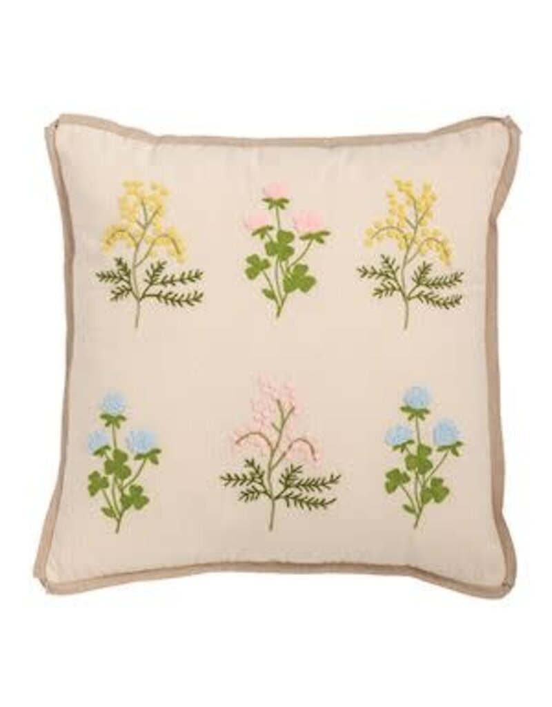 Mud Pie Mud Pie Pillow Embroidery Floral Square