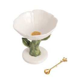 Mud Pie Mud Pie Pedestal Dish White Flower