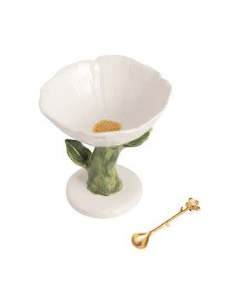 Mud Pie Mud Pie Pedestal Dish White Flower