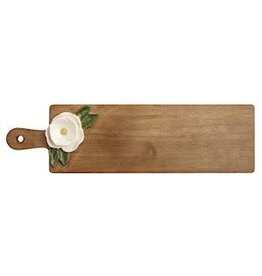 Mud Pie Mud Pie Ceramic & Wood Board White Flower