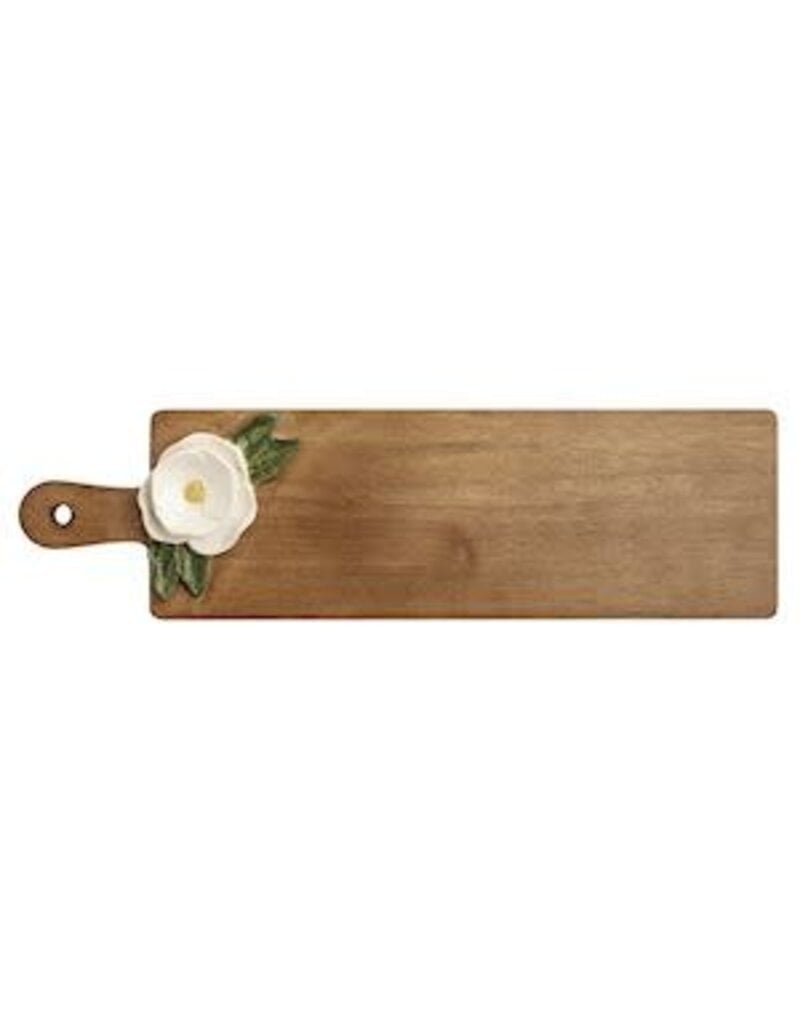 Mud Pie Mud Pie Ceramic & Wood Board White Flower