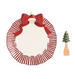Mud Pie Mud Pie Holiday Santa Bow Cookie Plate Set