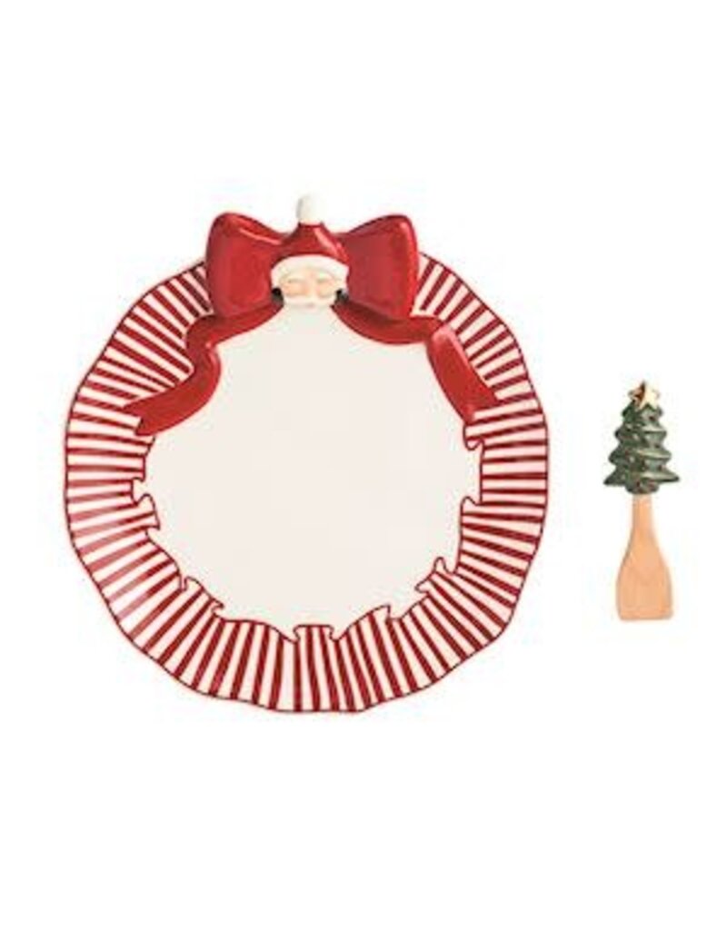 Mud Pie Mud Pie Holiday Santa Bow Cookie Plate Set