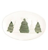 Mud Pie Mud Pie Holiday Ceramic Platter Xmas Tree White x Green Trees