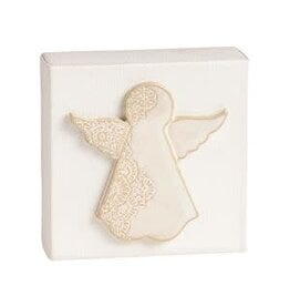 Mud Pie Mud Pie Holiday White Canvas Plaque Angel