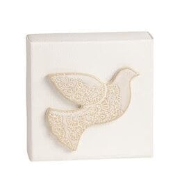 Mud Pie Mud Pie Holiday White Canvas Plaque Dove