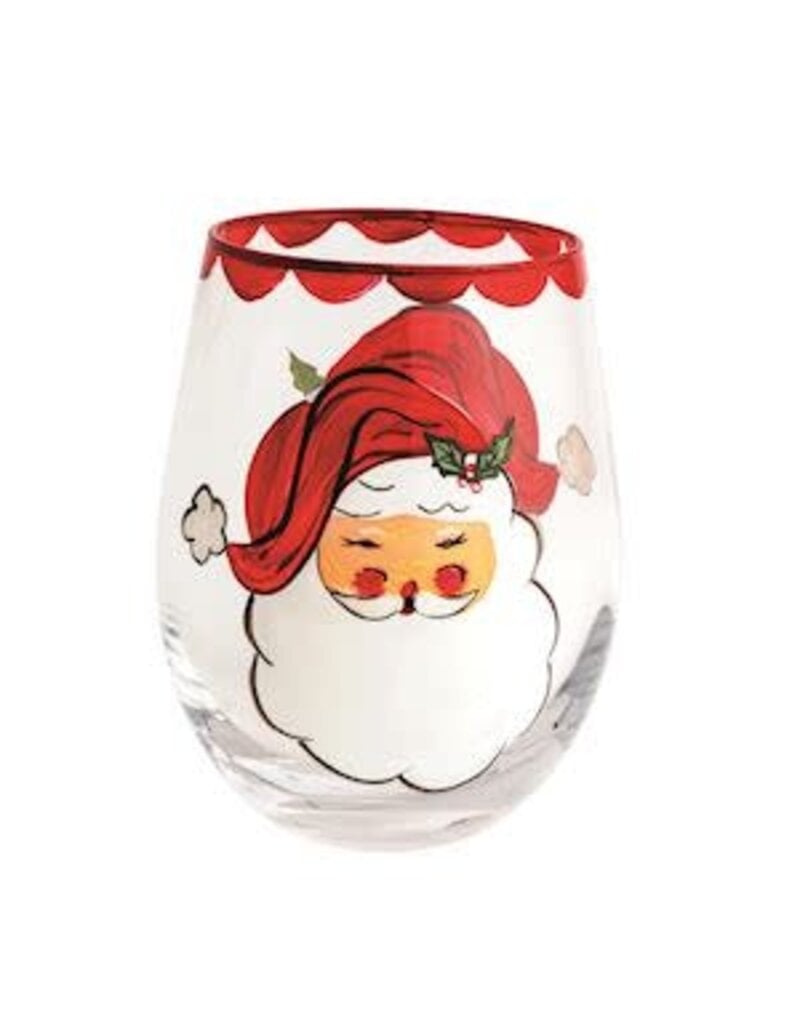 Mud Pie Mud Pie Holiday Painted Wine Glass Santa