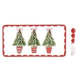 Mud Pie Mud Pie Holiday Holly Trees Tray & Spreader