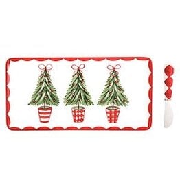 Mud Pie Mud Pie Holiday Holly Trees Tray & Spreader