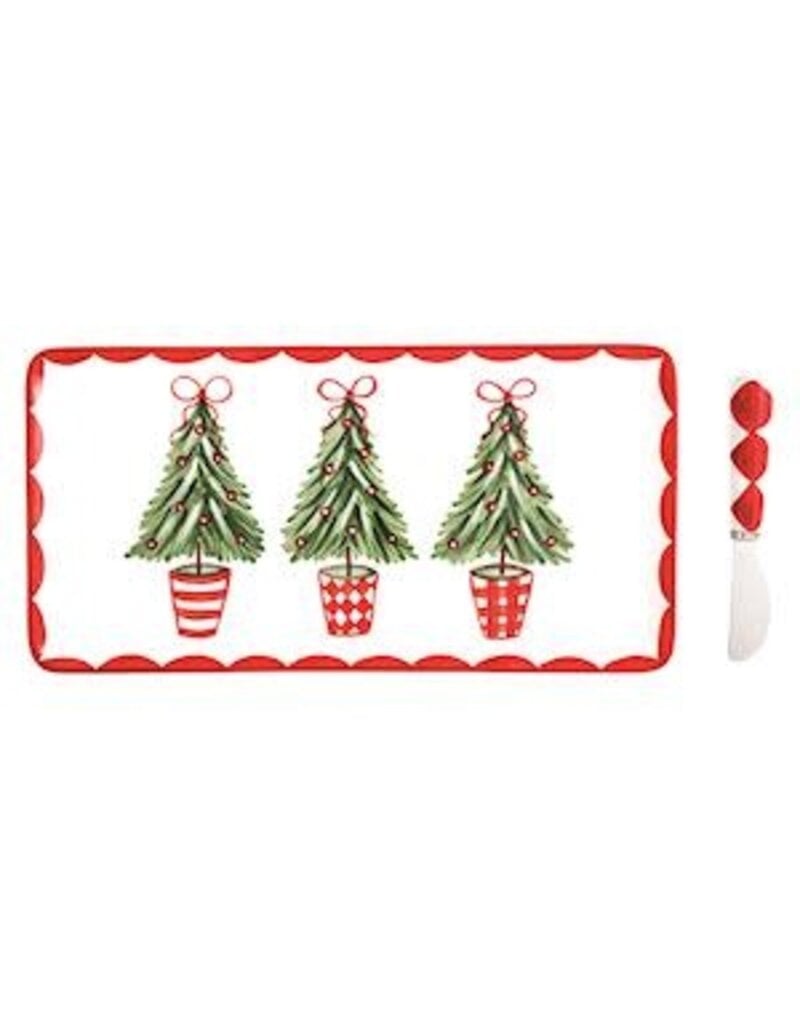 Mud Pie Mud Pie Holiday Holly Trees Tray & Spreader