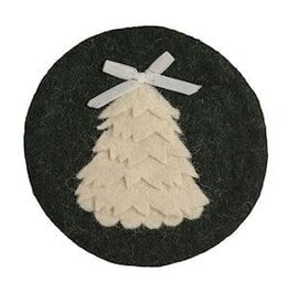 Mud Pie Mud Pie Holiday Xmas Trivet Tree Felt White