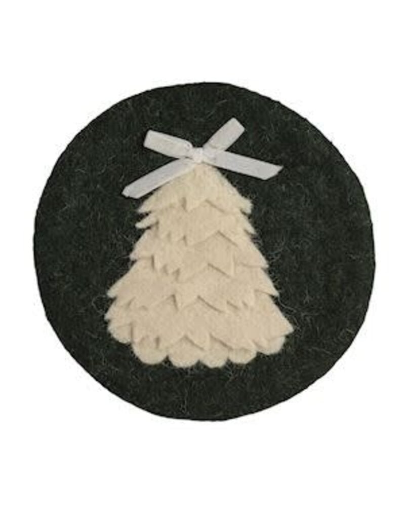 Mud Pie Mud Pie Holiday Xmas Trivet Tree Felt White
