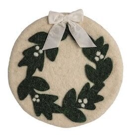 Mud Pie Mud Pie Holiday Xmas Trivet Wreath Felt White