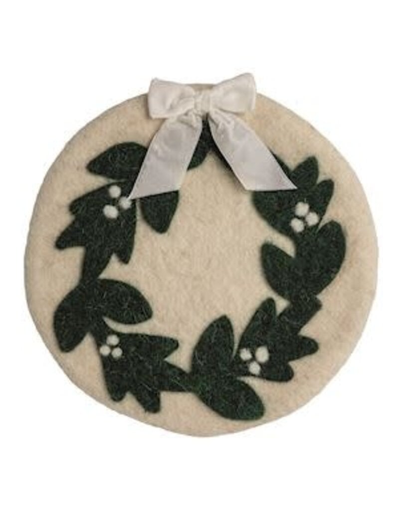 Mud Pie Mud Pie Holiday Xmas Trivet Wreath Felt White